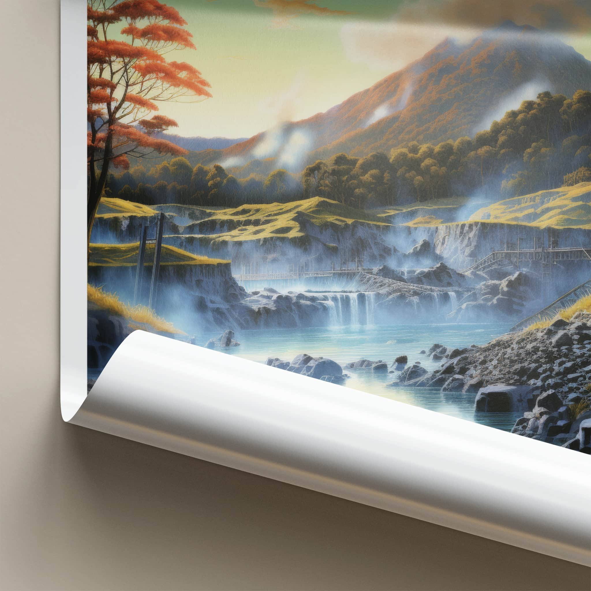 Waimangu Poster - New Zealand Wall Art - Steaming River Landscape Home Decor