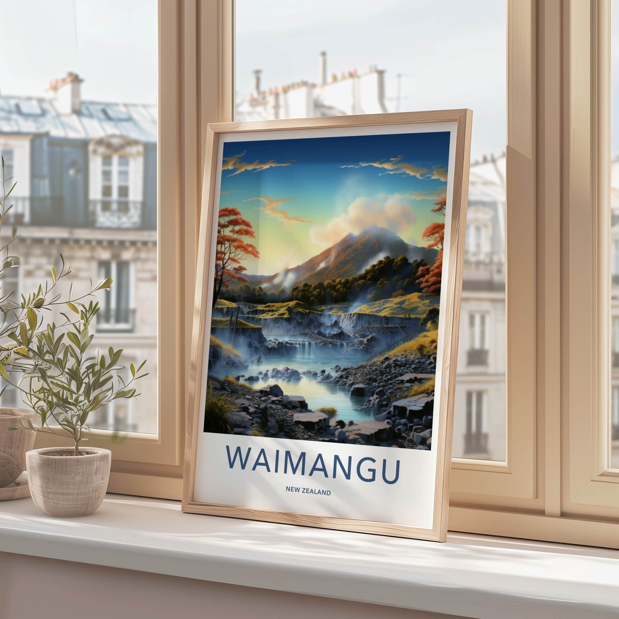 Waimangu Poster - New Zealand Wall Art - Steaming River Landscape Home Decor