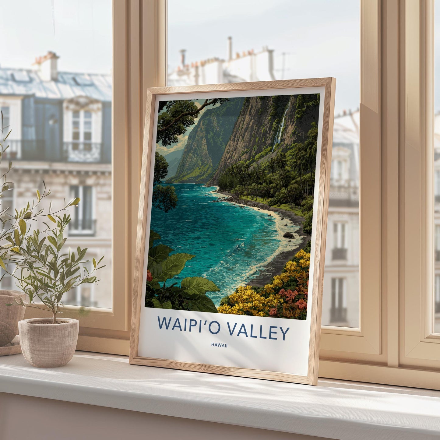 Waipio Valley Poster - Hawaii Travel Art - Lush Valley Beach Home Decor