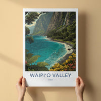 Waipio Valley Poster - Hawaii Travel Art - Lush Valley Beach Home Decor