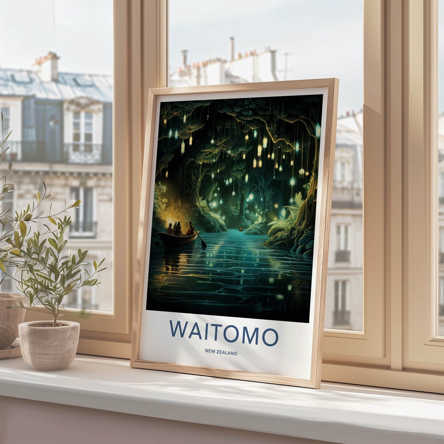 Waitomo Poster - New Zealand Travel Art - Glowworm Cave River Home Decor