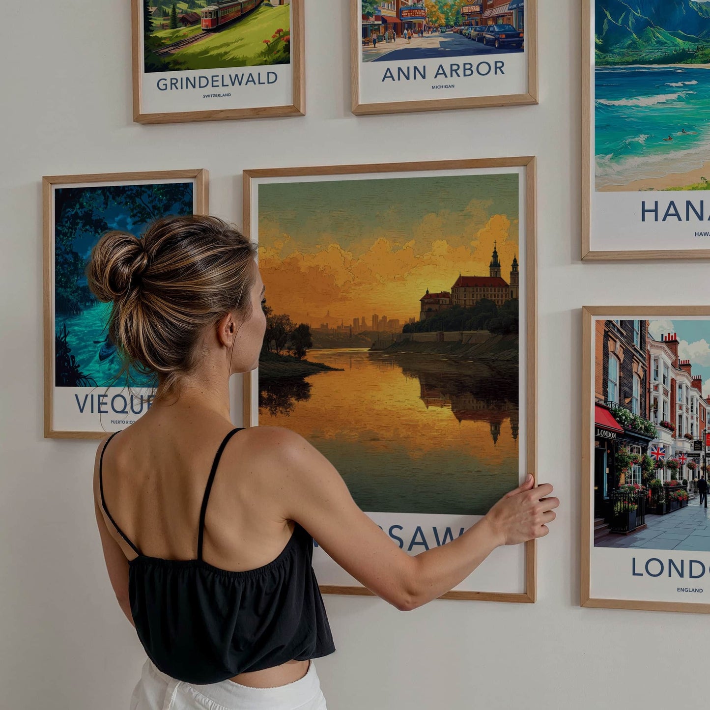 Warsaw Poster - Poland Travel Art - Golden River City Home Decor