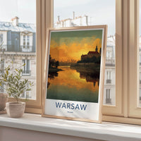 Warsaw Poster - Poland Travel Art - Golden River City Home Decor