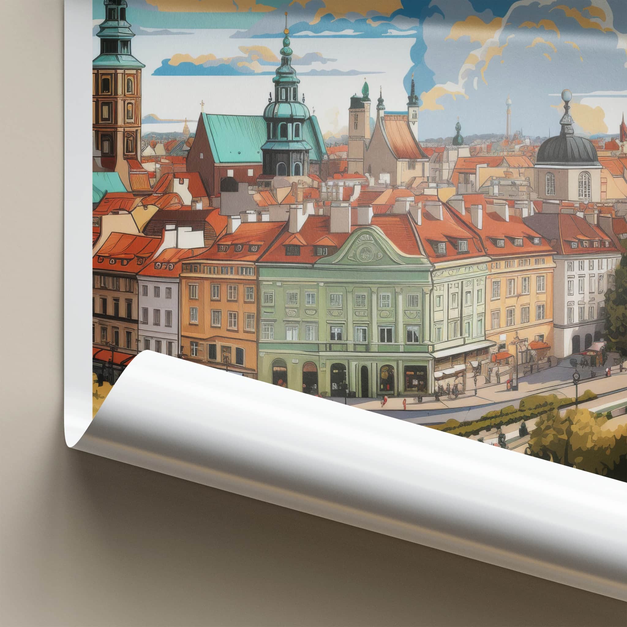 Warsaw Poster - Poland Travel Art - Vibrant Urban Vista Home Decor