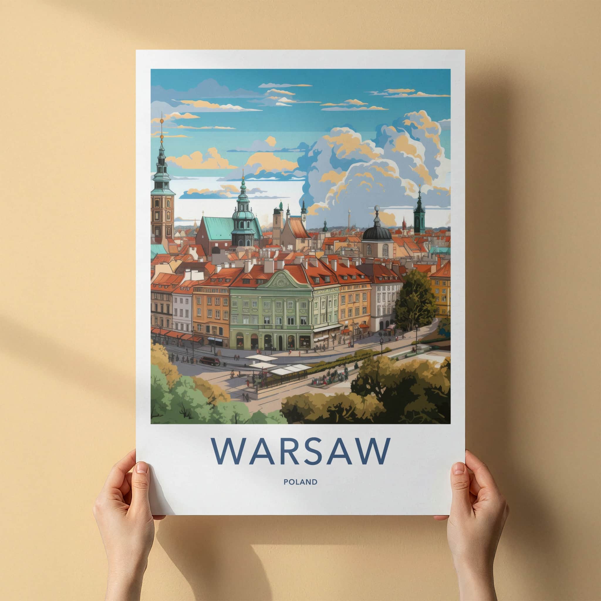 Warsaw Poster - Poland Travel Art - Vibrant Urban Vista Home Decor