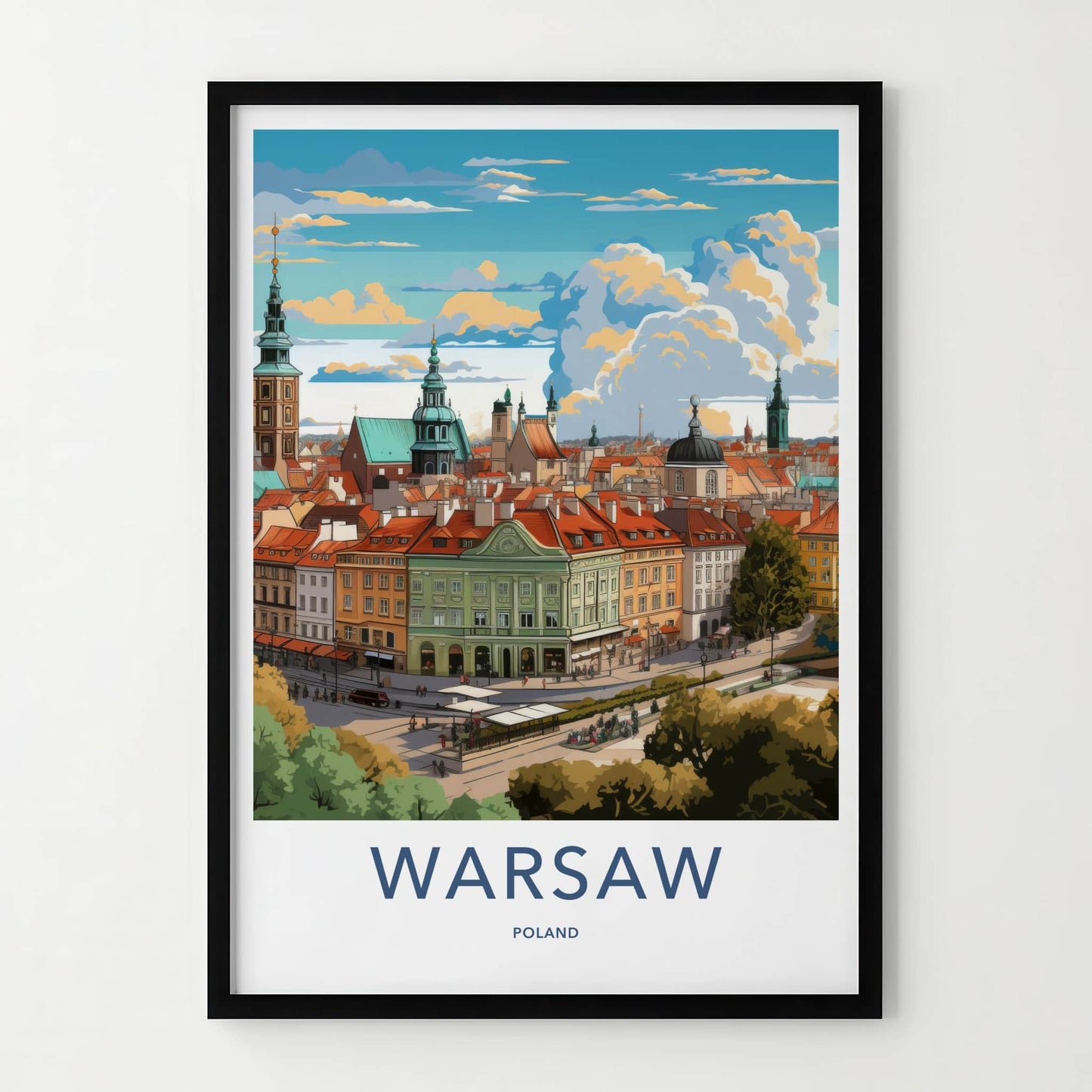 Warsaw Poster - Poland Travel Art - Vibrant Urban Vista Home Decor