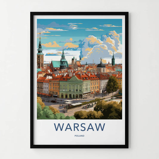 Warsaw Poster - Poland Travel Art - Vibrant Urban Vista Home Decor