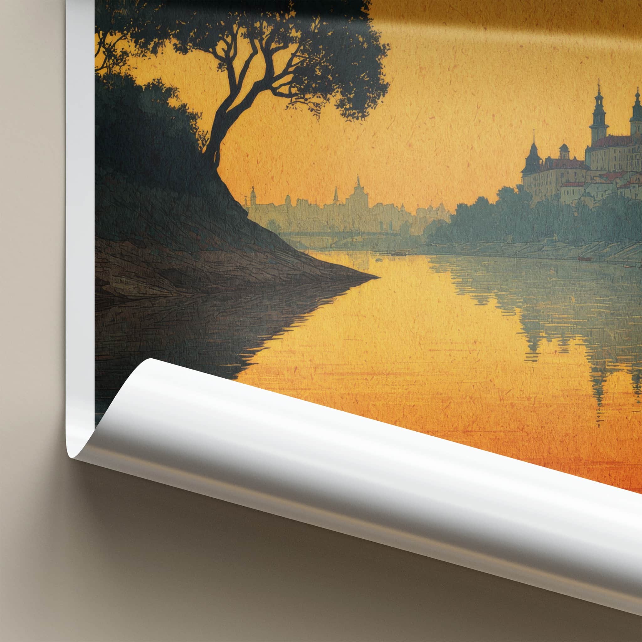 Warszawa Poster - Poland Framed Print - River City Skyline Framed Decor