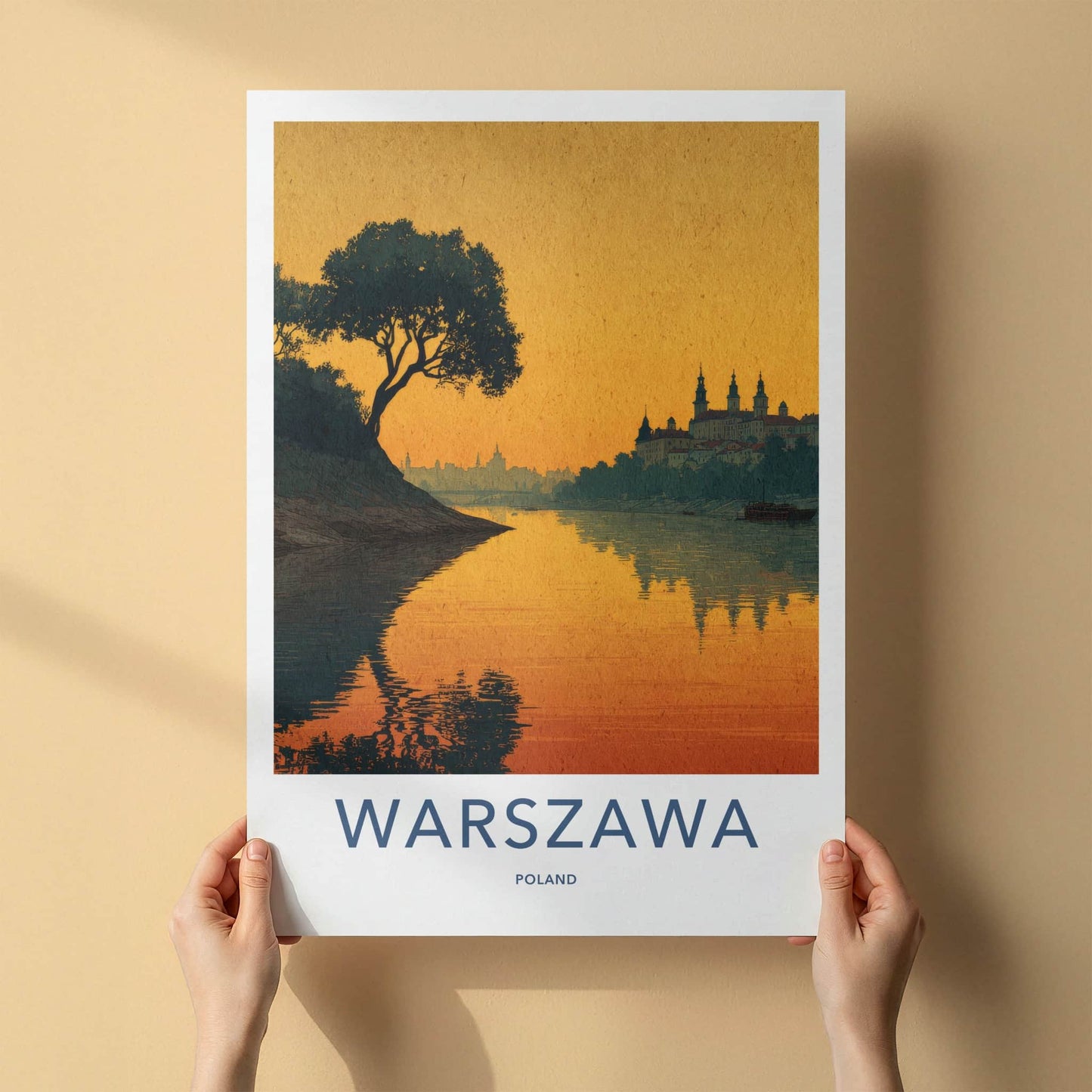 Warszawa Poster - Poland Framed Print - River City Skyline Framed Decor