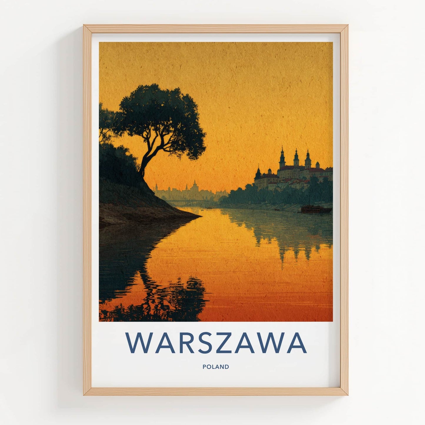 Warszawa Poster - Poland Framed Print - River City Skyline Framed Decor