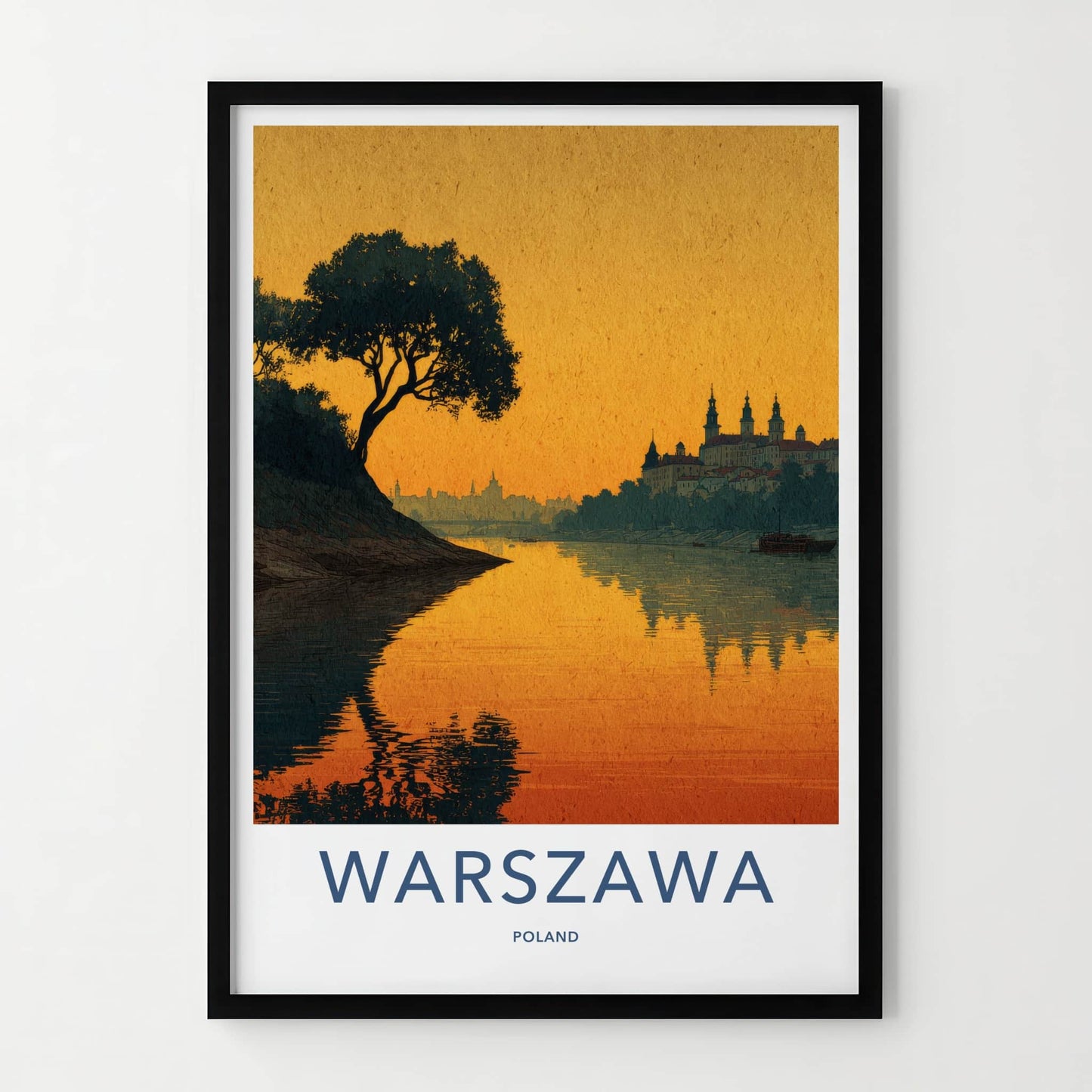 Warszawa Poster - Poland Framed Print - River City Skyline Framed Decor