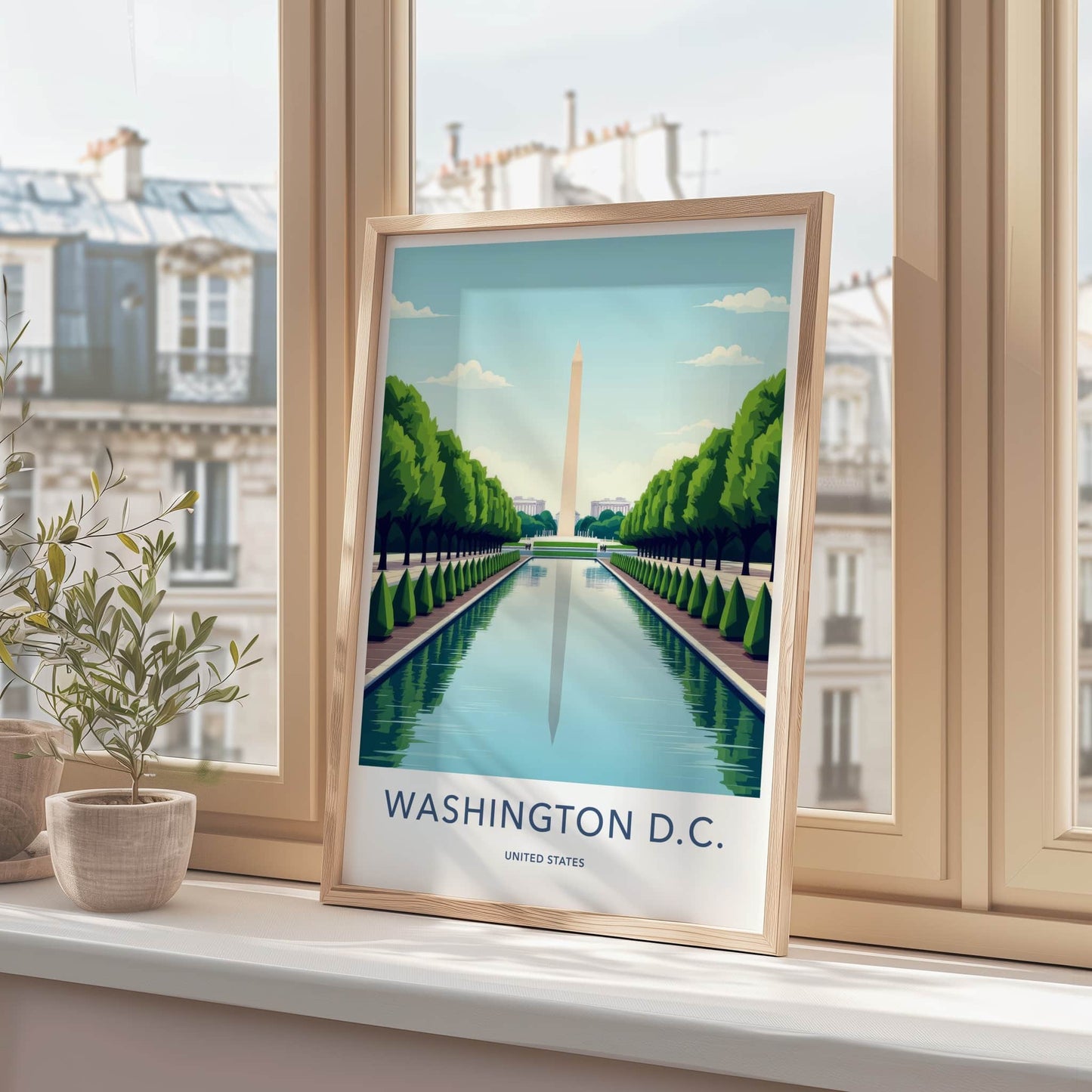Washington D.C. Poster - District of Columbia Travel Art - Monument Pool View Home Decor