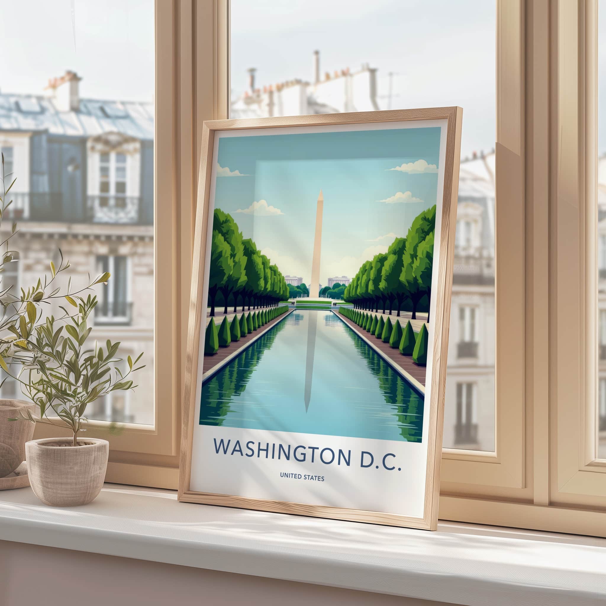 Washington D.C. Poster - District of Columbia Travel Art - Monument Pool View Home Decor