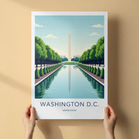 Washington D.C. Poster - District of Columbia Travel Art - Monument Pool View Home Decor