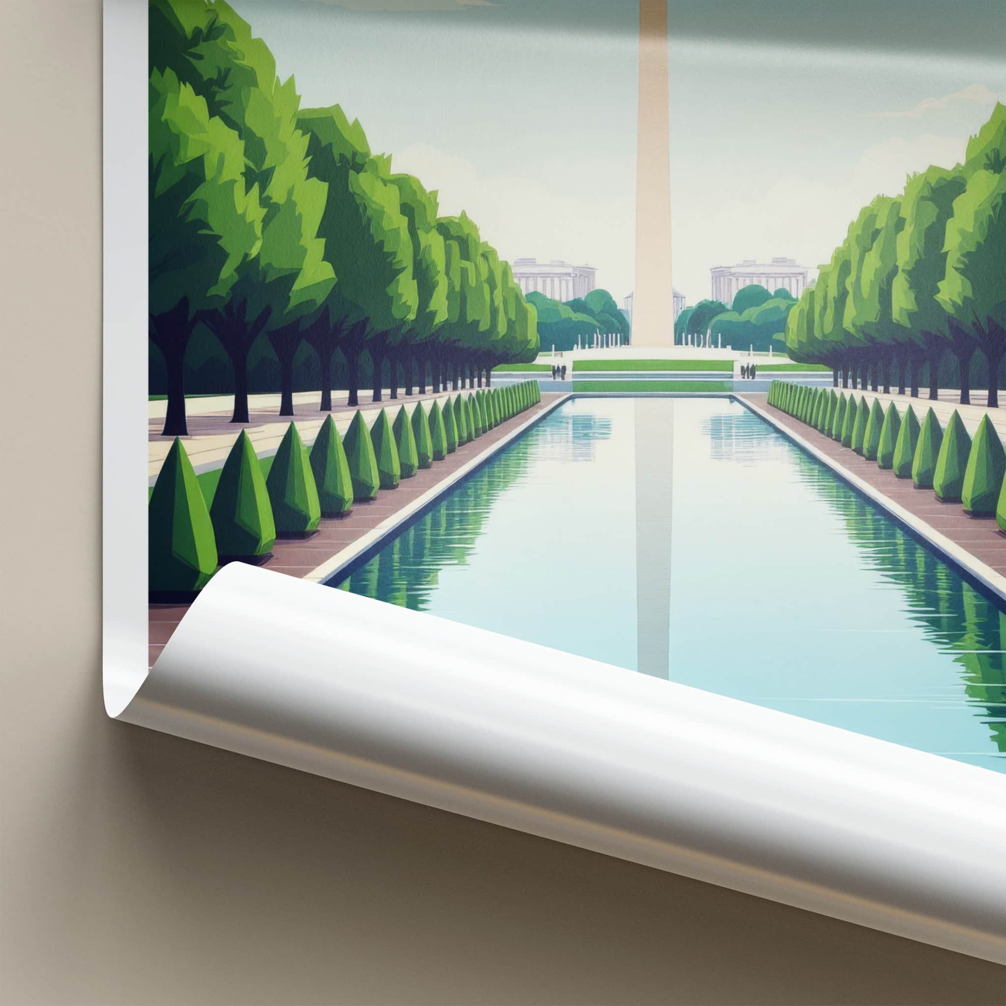 Washington D.C. Poster - District of Columbia Travel Art - Monument Pool View Home Decor
