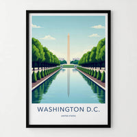 Washington D.C. Poster - District of Columbia Travel Art - Monument Pool View Home Decor