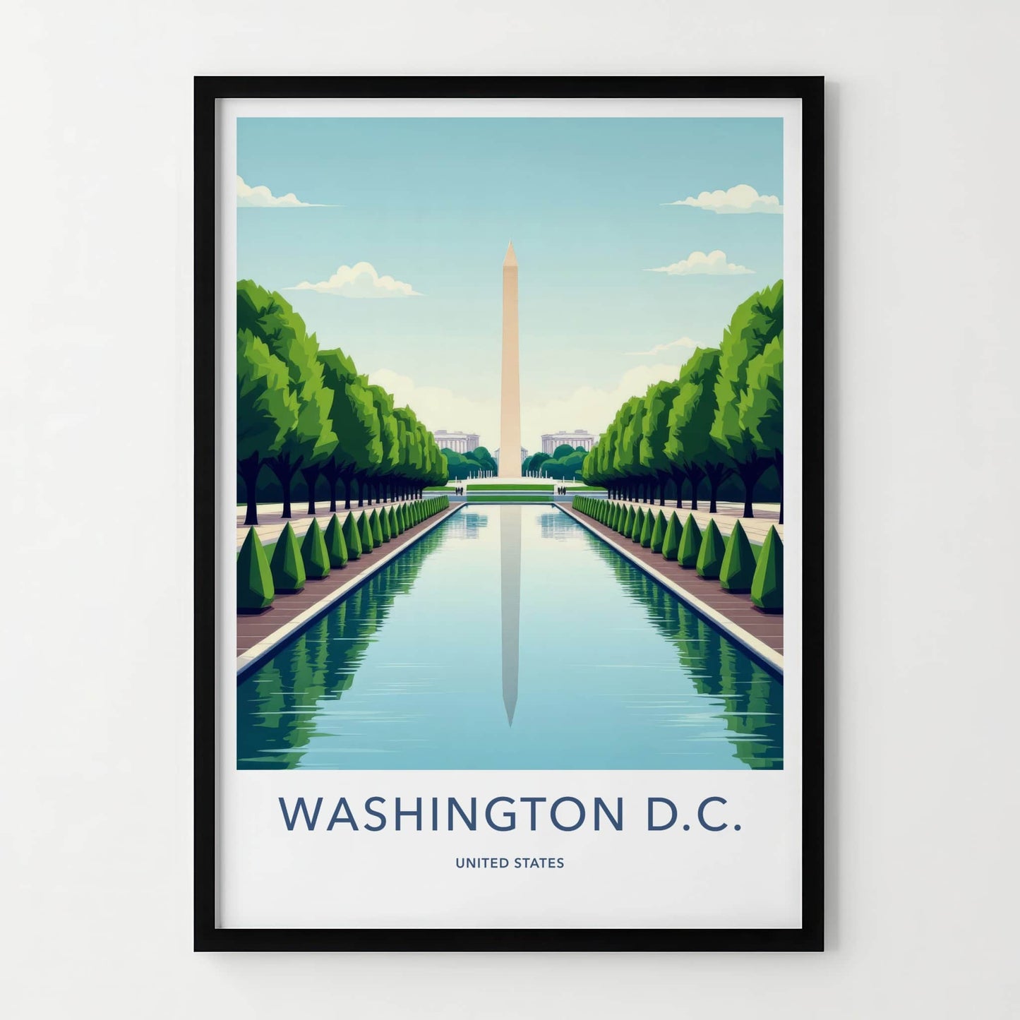 Washington D.C. Poster - District of Columbia Travel Art - Monument Pool View Home Decor
