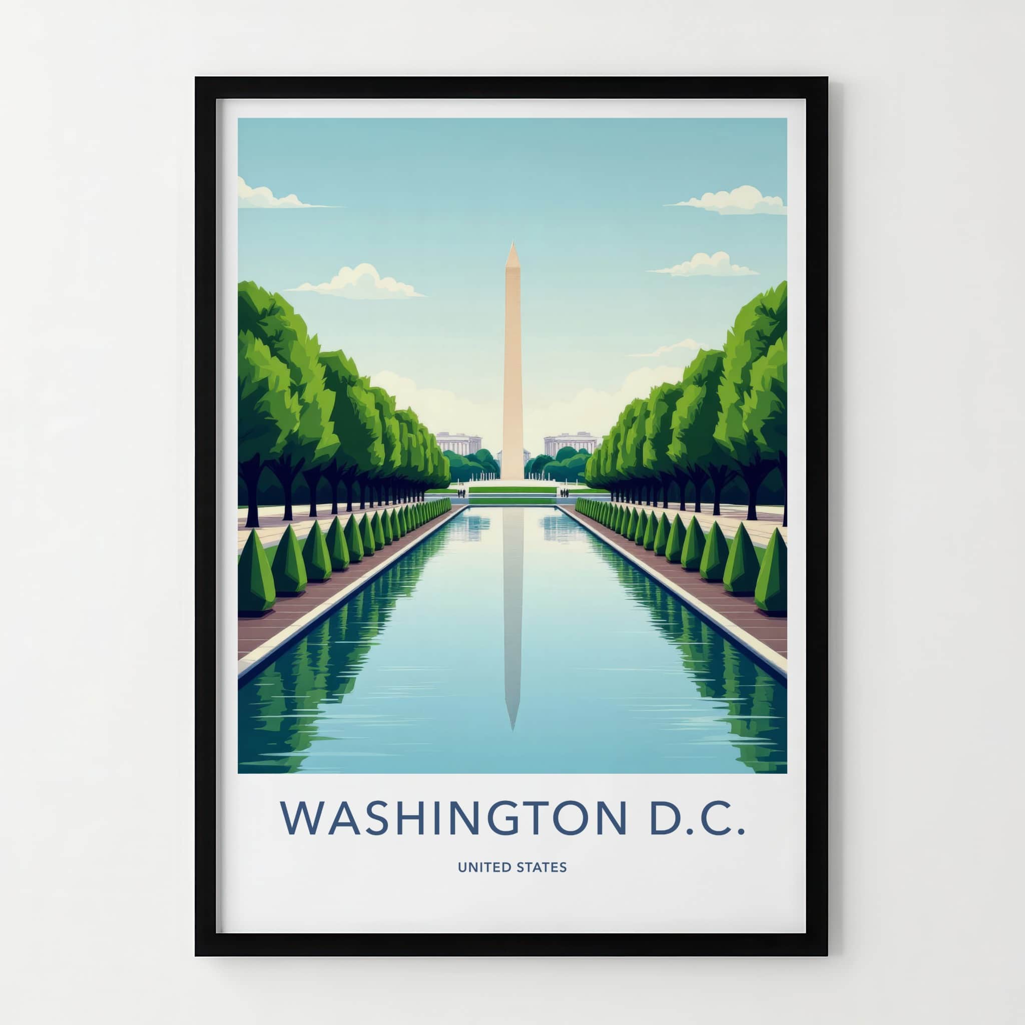 Washington D.C. Poster - District of Columbia Travel Art - Monument Pool View Home Decor