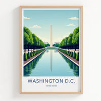 Washington D.C. Poster - District of Columbia Travel Art - Monument Pool View Home Decor