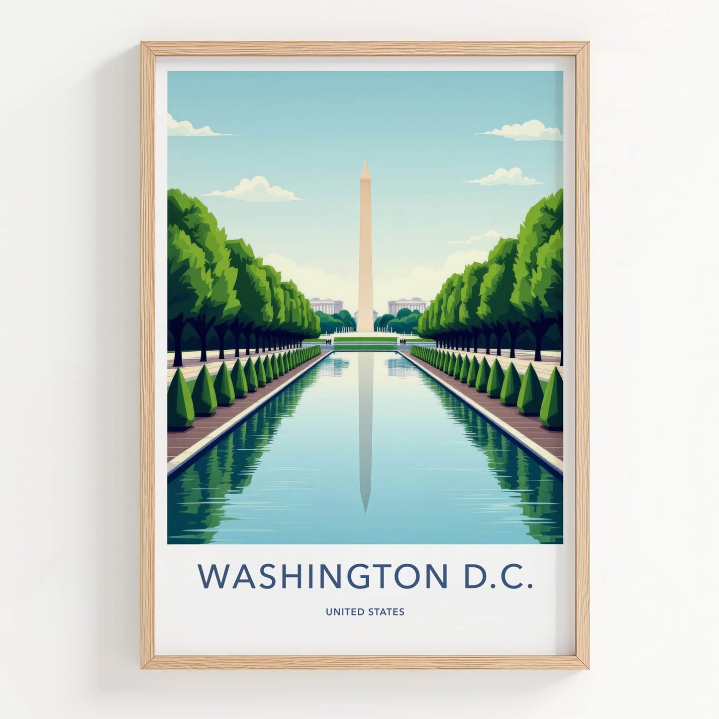 Washington D.C. Poster - District of Columbia Travel Art - Monument Pool View Home Decor