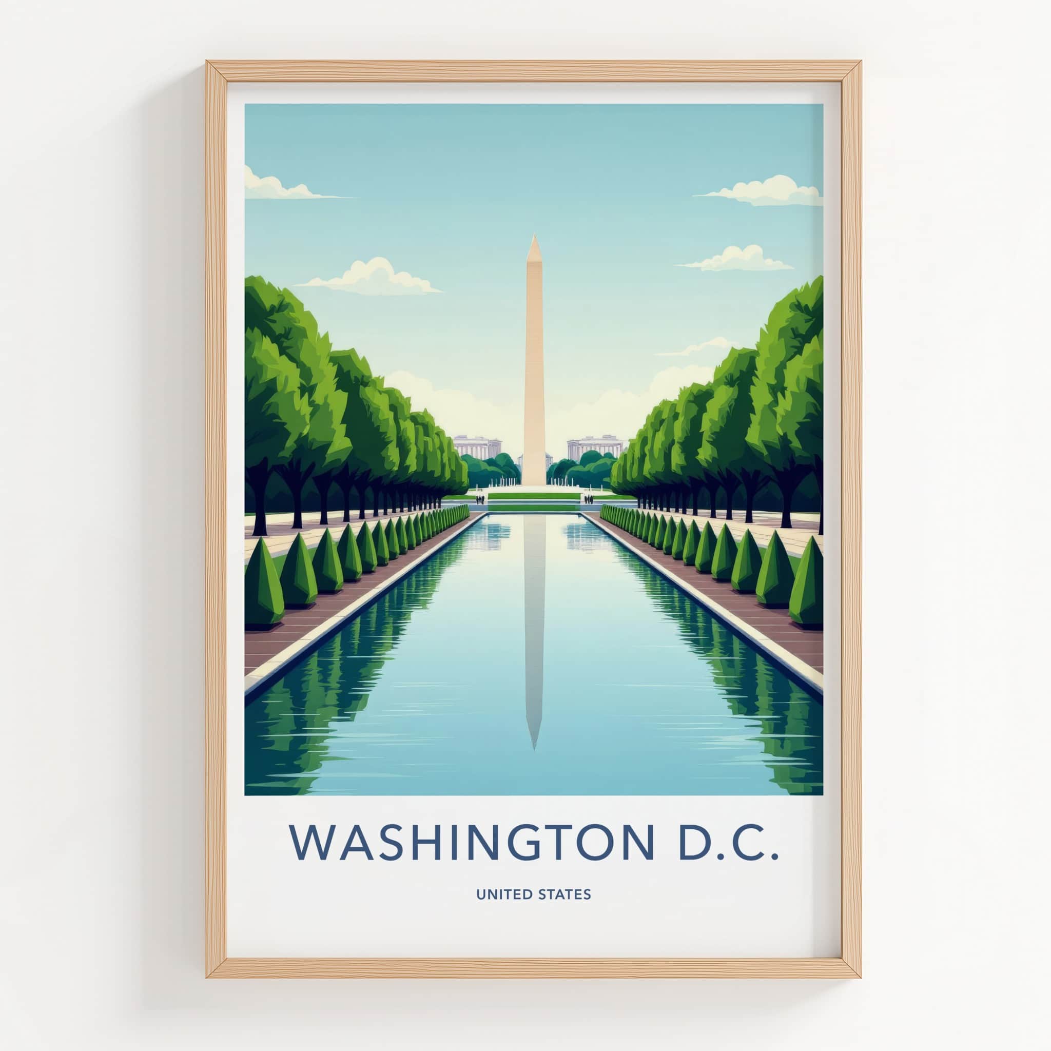 Washington D.C. Poster - District of Columbia Travel Art - Monument Pool View Home Decor
