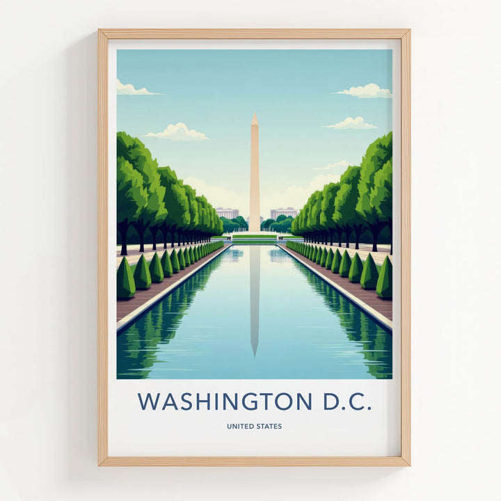 Washington D.C. Poster - District of Columbia Travel Art - Monument Pool View Home Decor