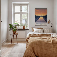 Washington D.C. Poster - District of Columbia Travel Art - Monument Sunset Reflection Home Decor