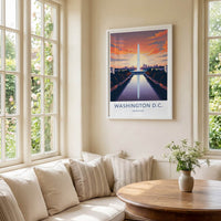 Washington D.C. Poster - District of Columbia Wall Art - Monument Pool Sunset Gift