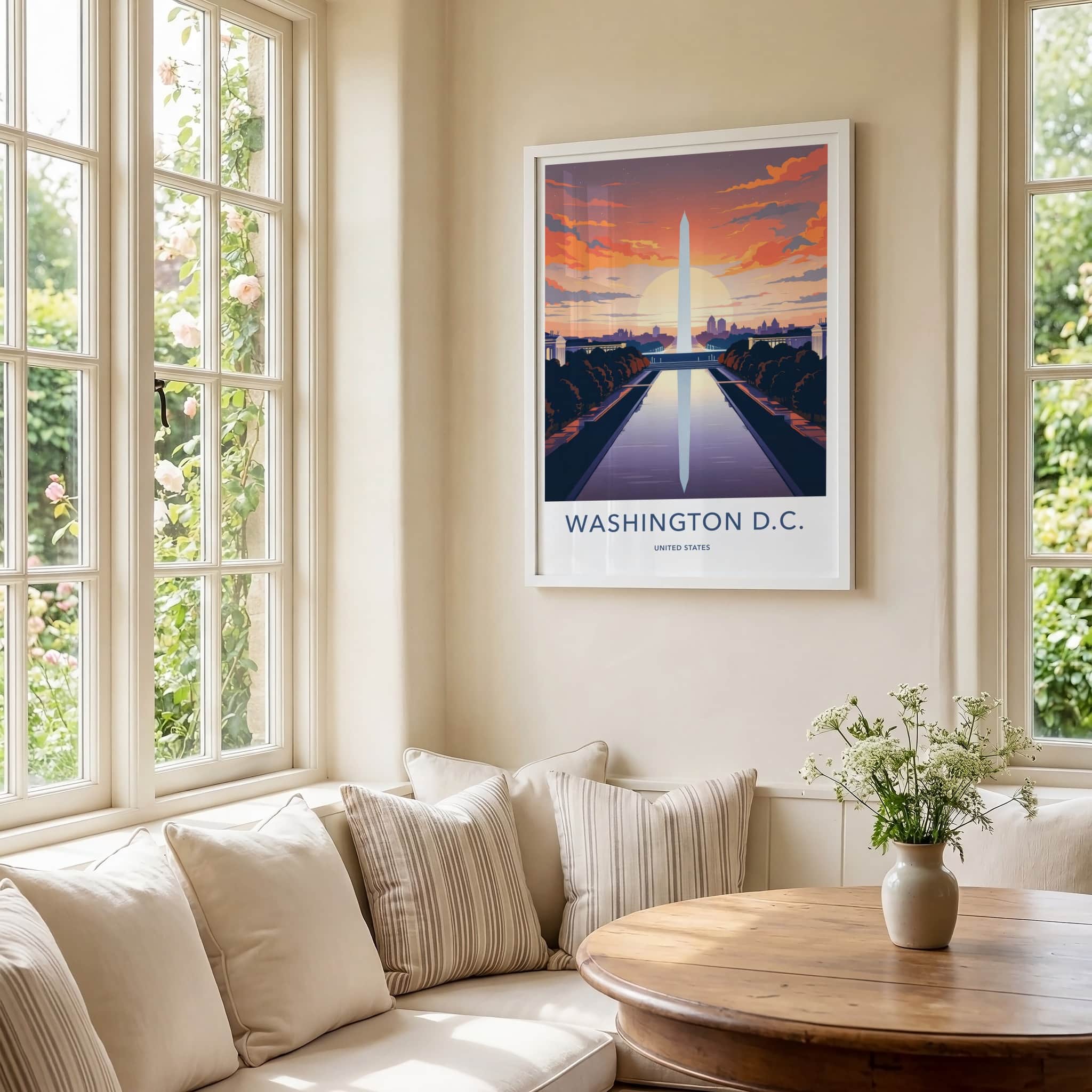 Washington D.C. Poster - District of Columbia Wall Art - Monument Pool Sunset Gift