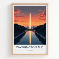Washington D.C. Poster - USA Fine Art - Monument Sunset Water Gift