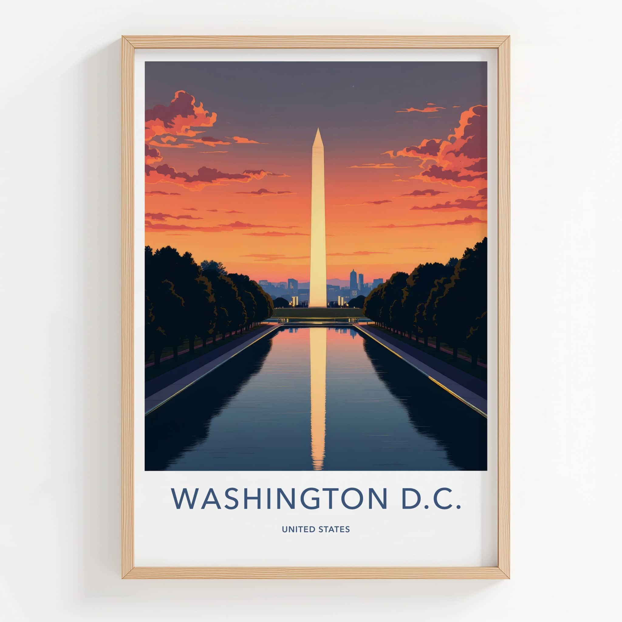 Washington D.C. Poster - USA Fine Art - Monument Sunset Water Gift