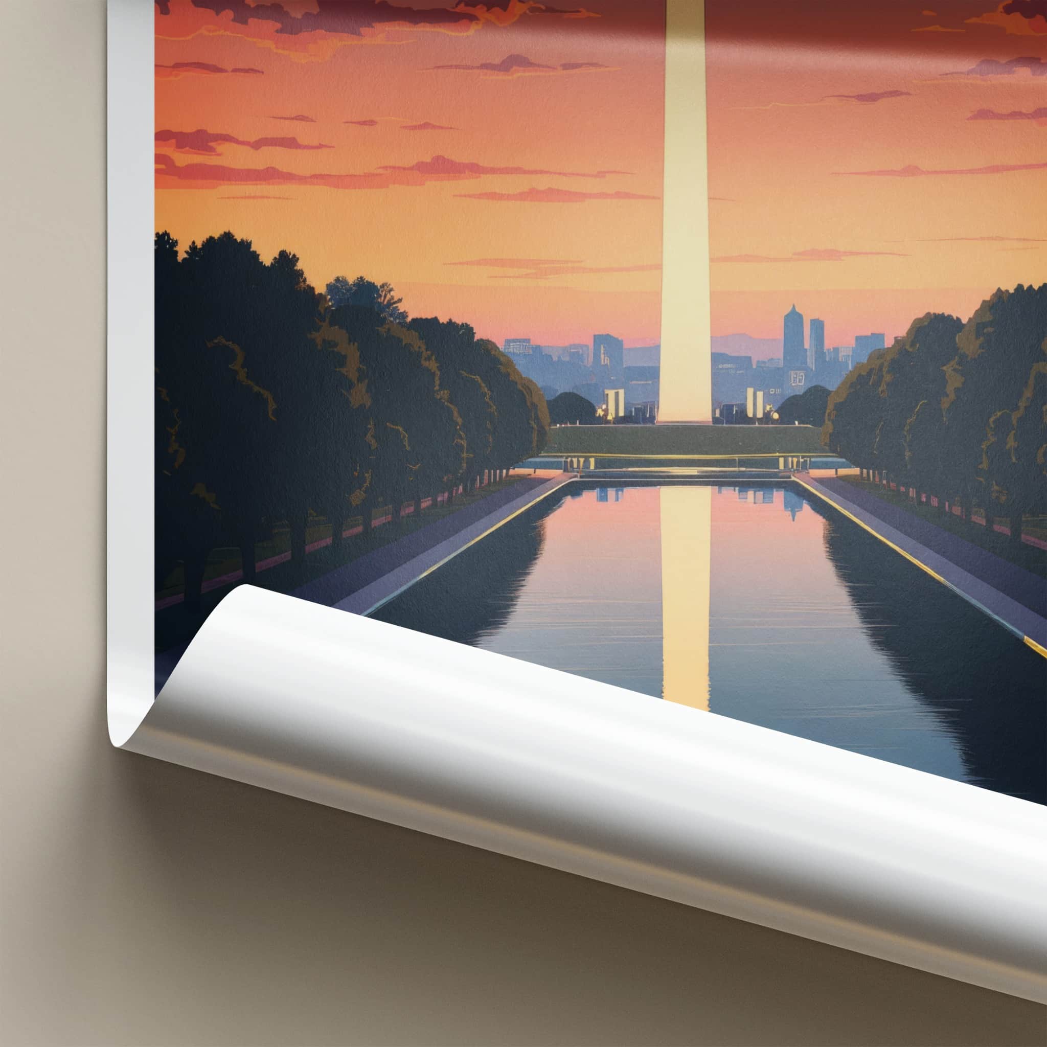 Washington D.C. Poster - USA Fine Art - Monument Sunset Water Gift