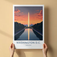 Washington D.C. Poster - USA Fine Art - Monument Sunset Water Gift