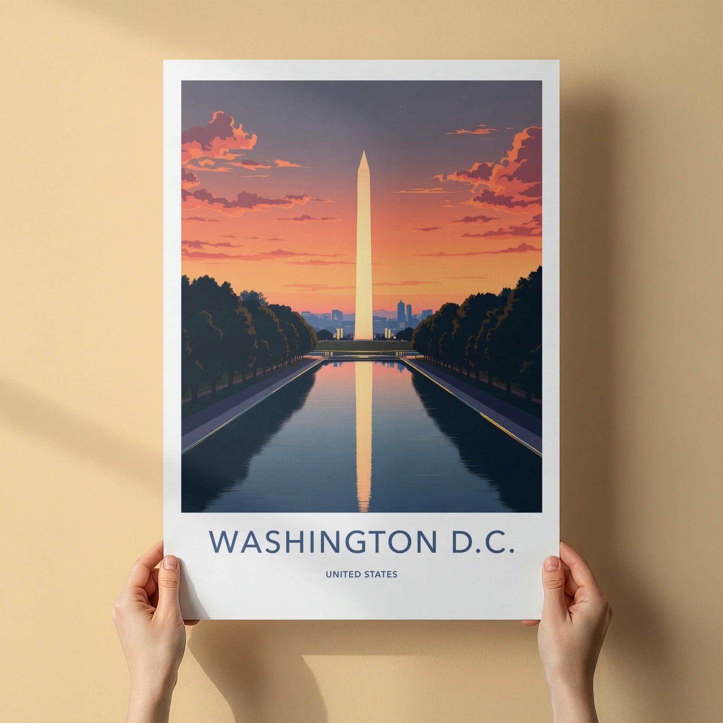 Washington D.C. Poster - USA Fine Art - Monument Sunset Water Gift