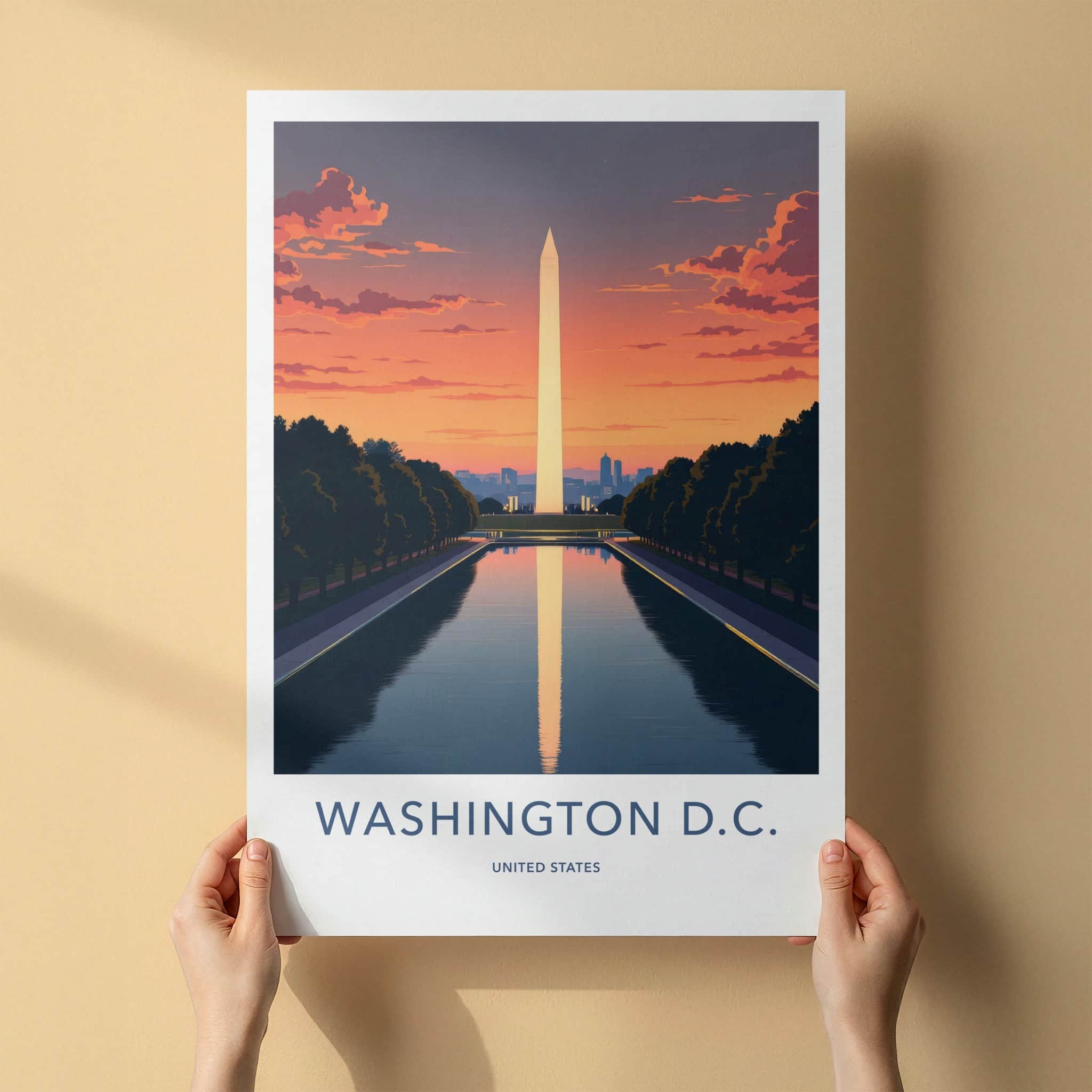 Washington D.C. Poster - USA Fine Art - Monument Sunset Water Gift