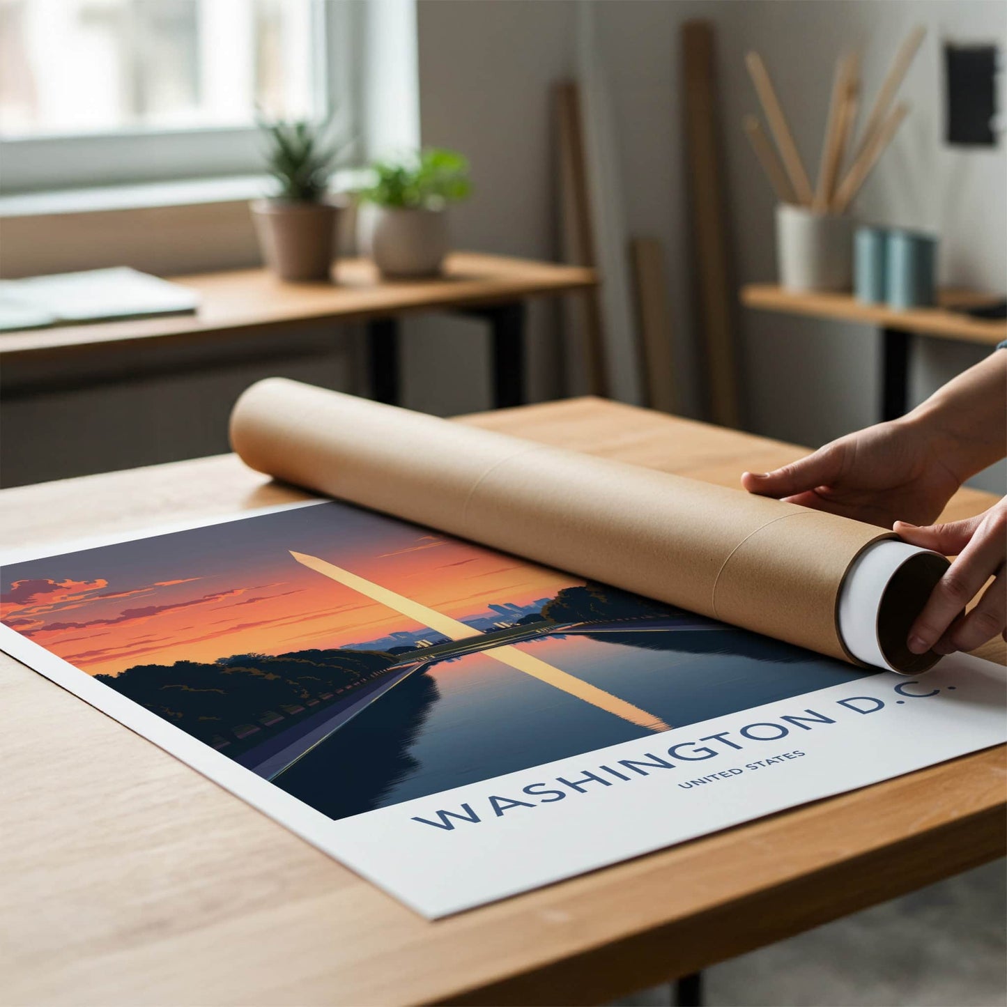 Washington D.C. Poster - USA Fine Art - Monument Sunset Water Gift