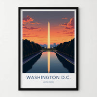 Washington D.C. Poster - USA Fine Art - Monument Sunset Water Gift