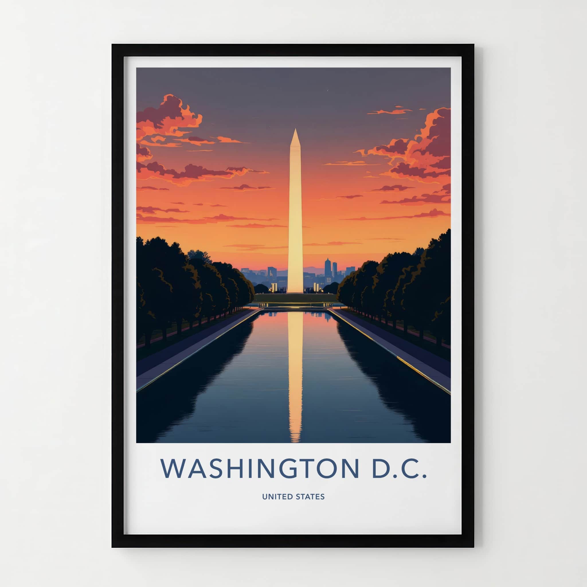 Washington D.C. Poster - USA Fine Art - Monument Sunset Water Gift