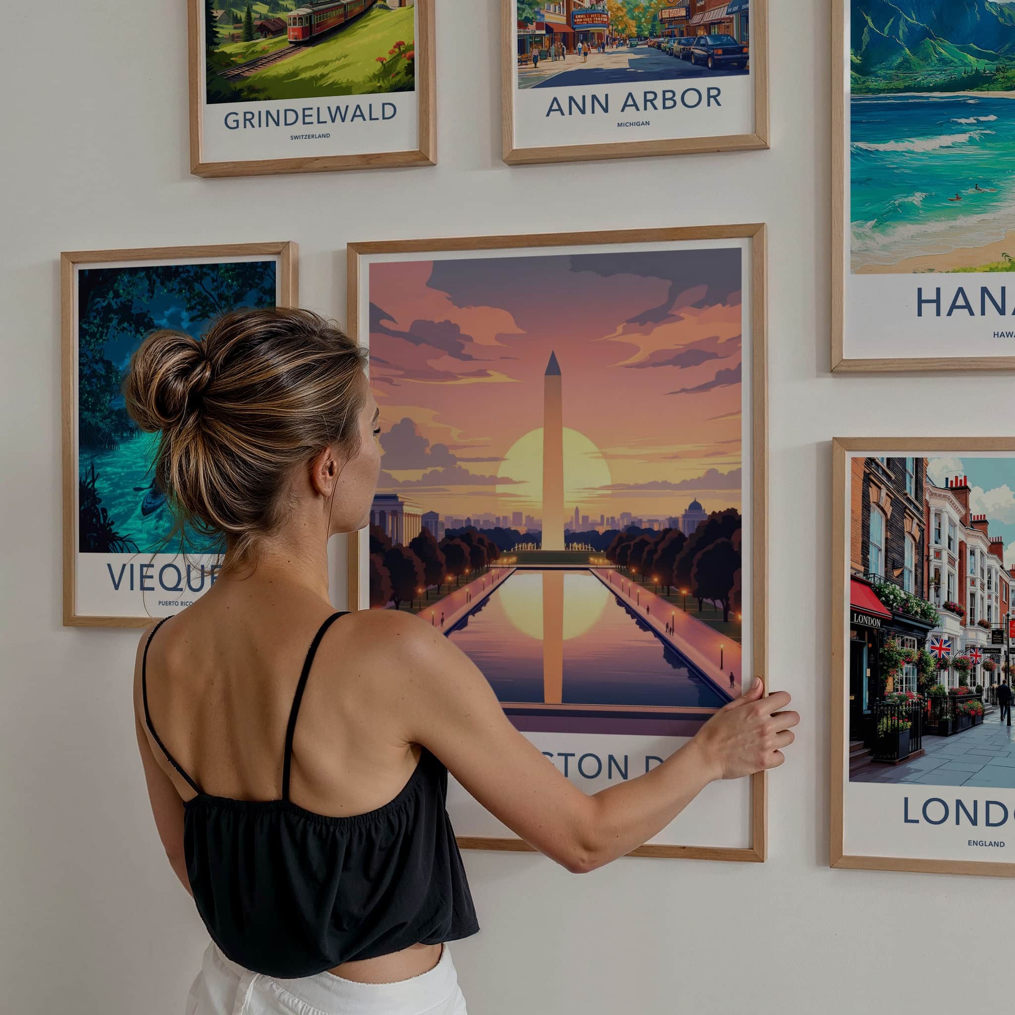 Washington DC Poster - DC Wall Art - Monument Pool Sunset Gift