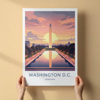Washington DC Poster - DC Wall Art - Monument Pool Sunset Gift