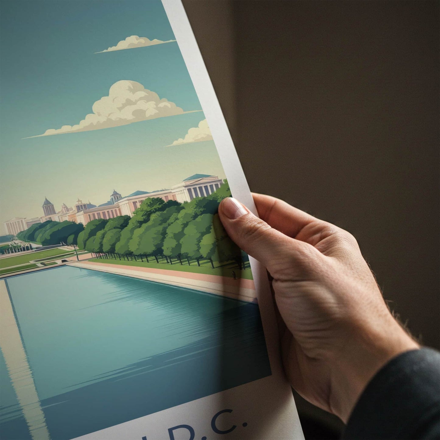 Washington DC Poster - District of Columbia Travel Art - Monument Pool Vista Home Decor