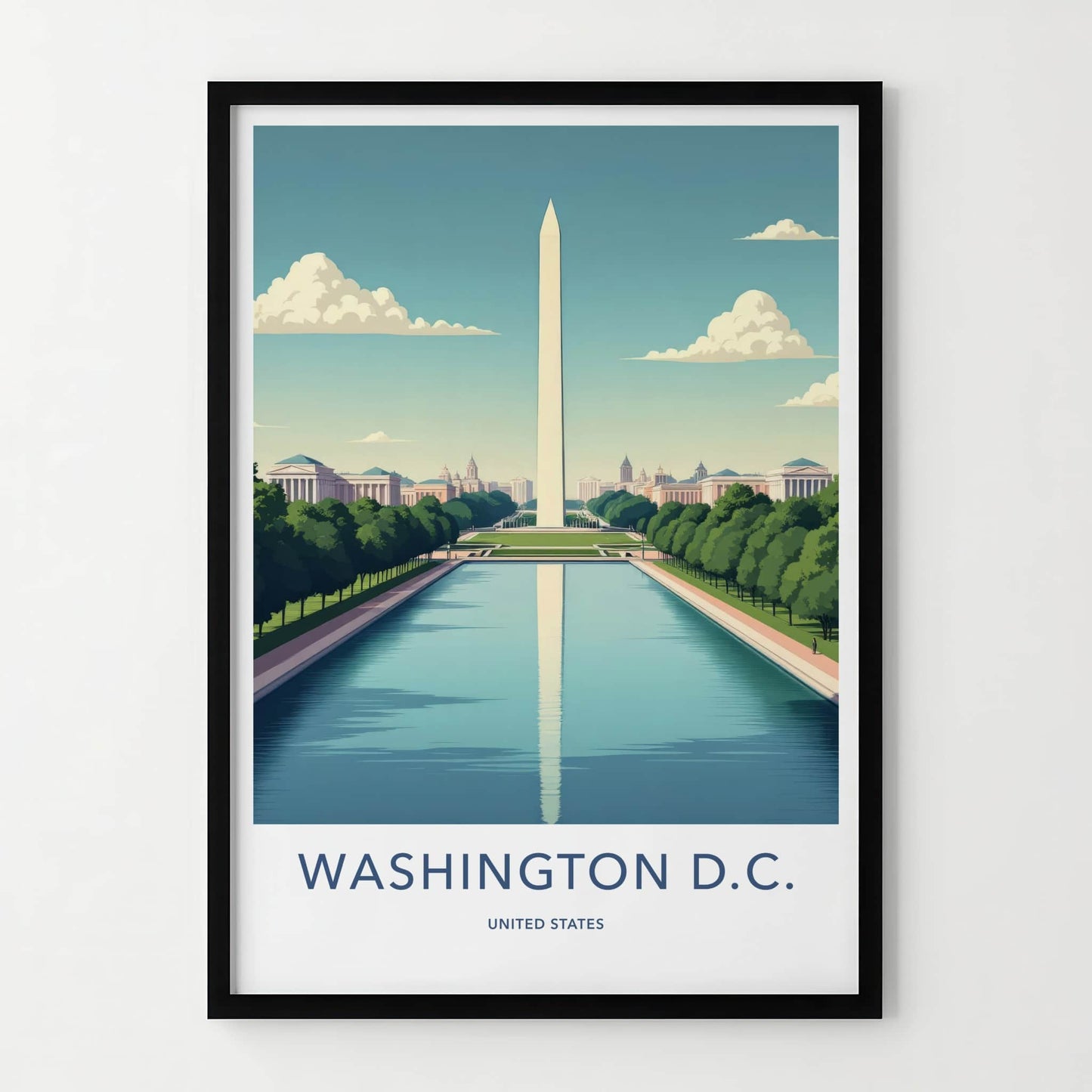 Washington DC Poster - District of Columbia Travel Art - Monument Pool Vista Home Decor