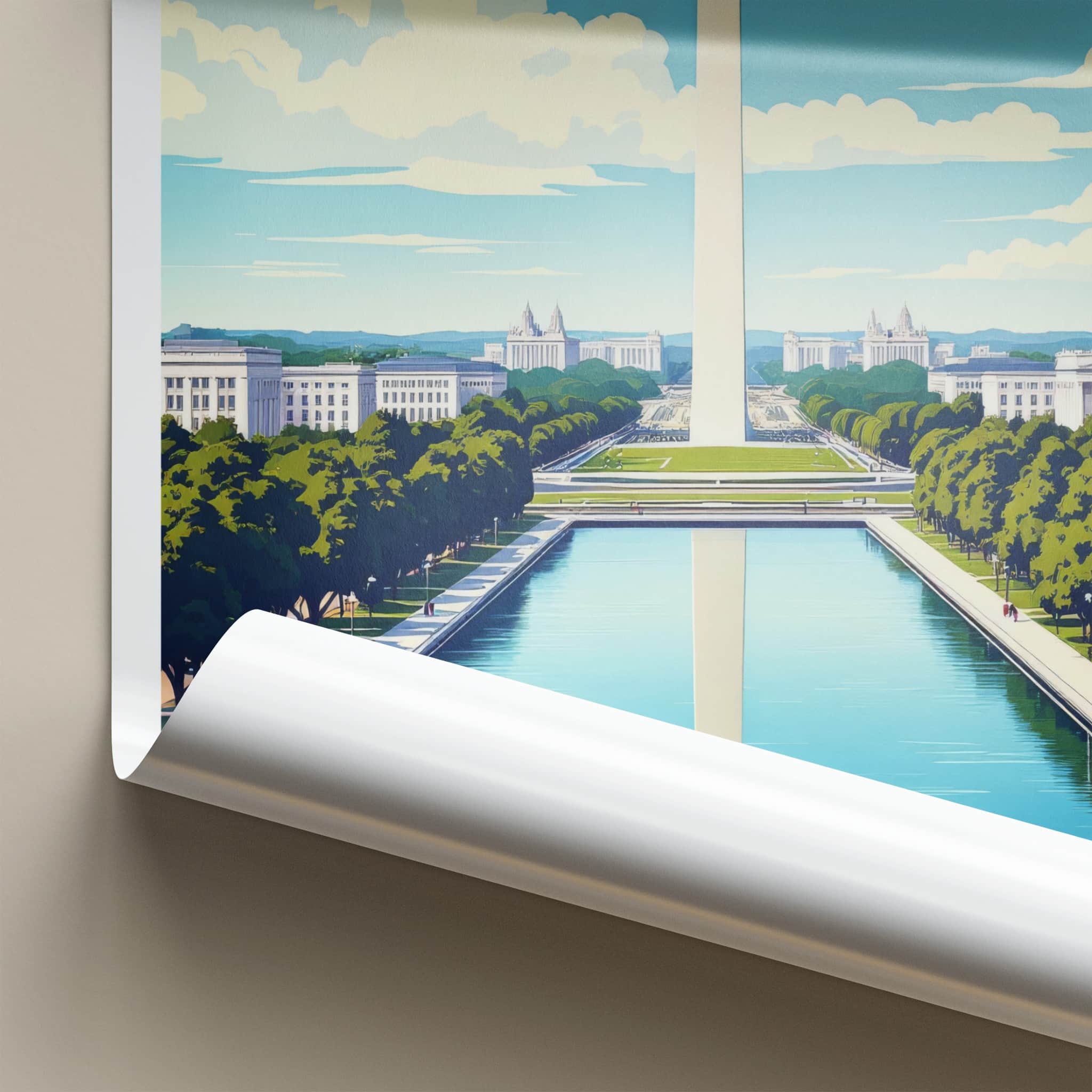 Washington DC Poster - District of Columbia Wall Art - Monument Reflecting Pool Gift