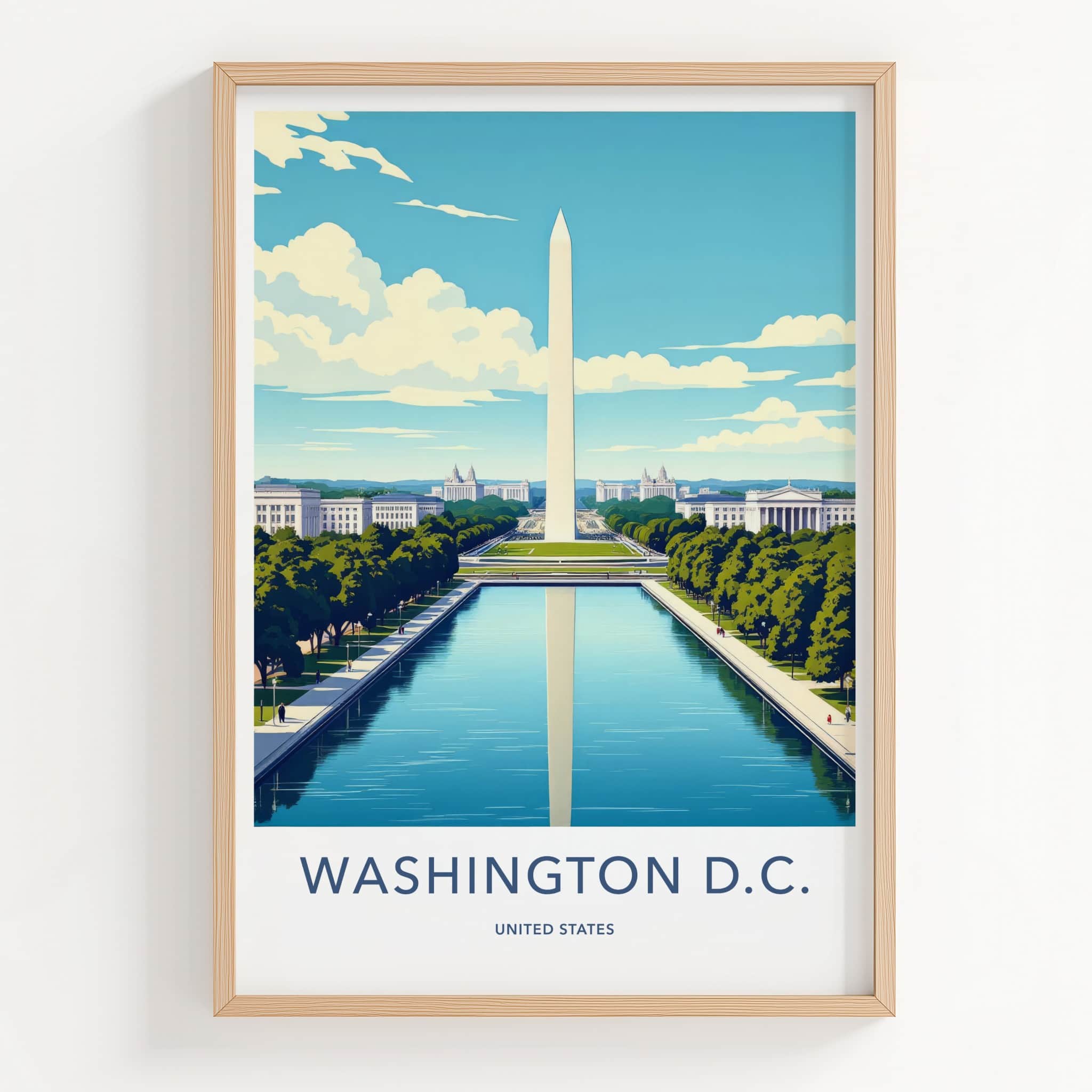 Washington DC Poster - District of Columbia Wall Art - Monument Reflecting Pool Gift