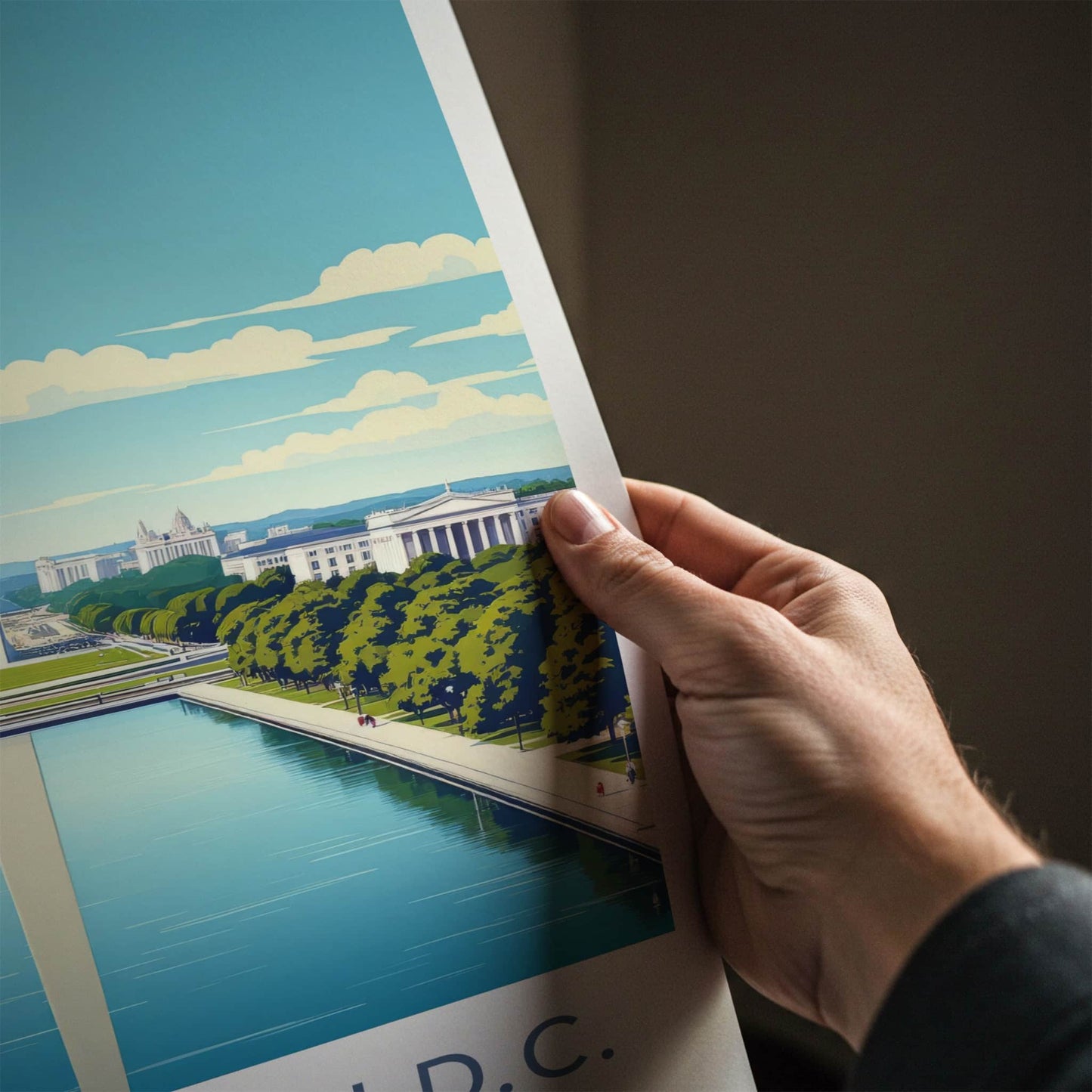 Washington DC Poster - District of Columbia Wall Art - Monument Reflecting Pool Gift