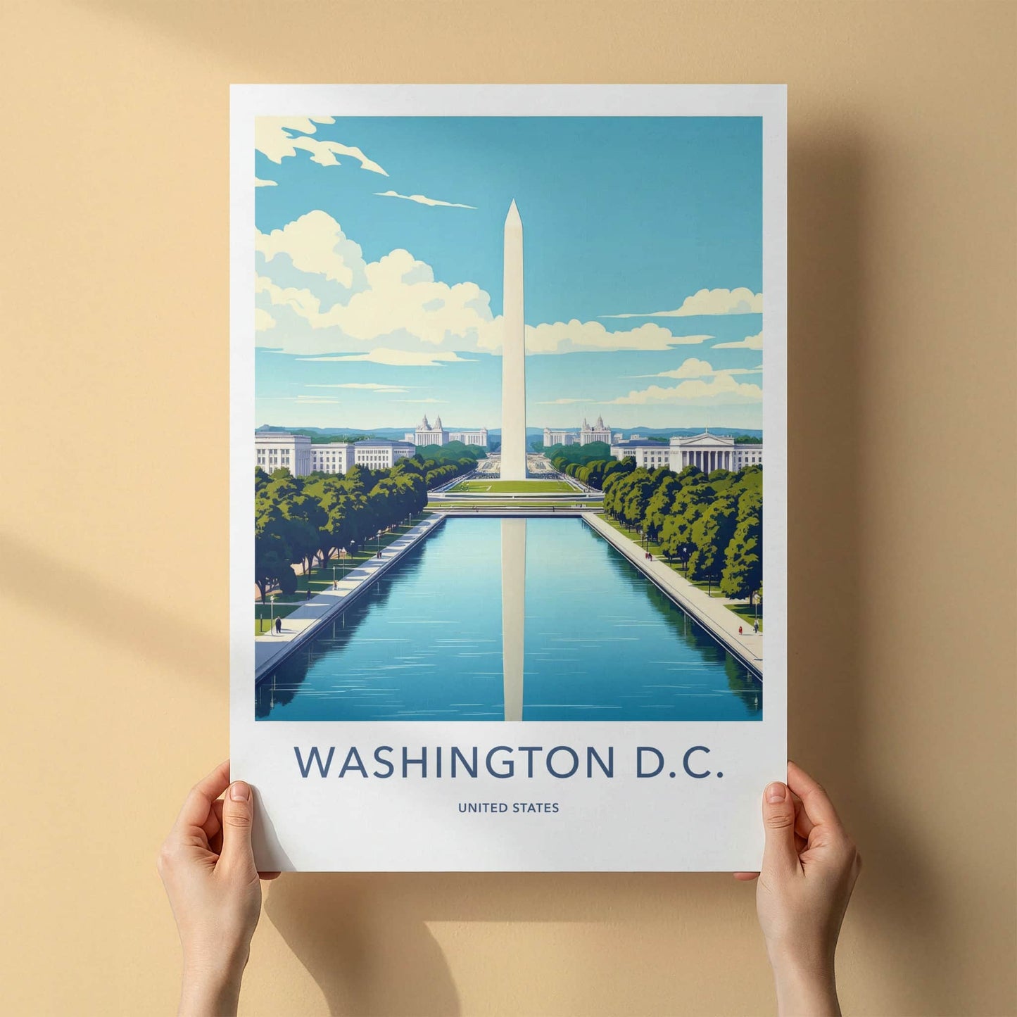 Washington DC Poster - District of Columbia Wall Art - Monument Reflecting Pool Gift