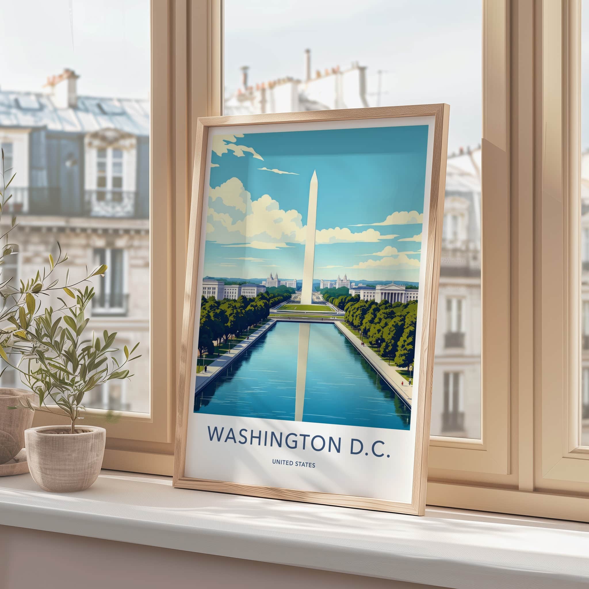 Washington DC Poster - District of Columbia Wall Art - Monument Reflecting Pool Gift