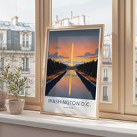 Washington DC Poster - District of Columbia Wall Art - Obelisk Pool Sunset Gift