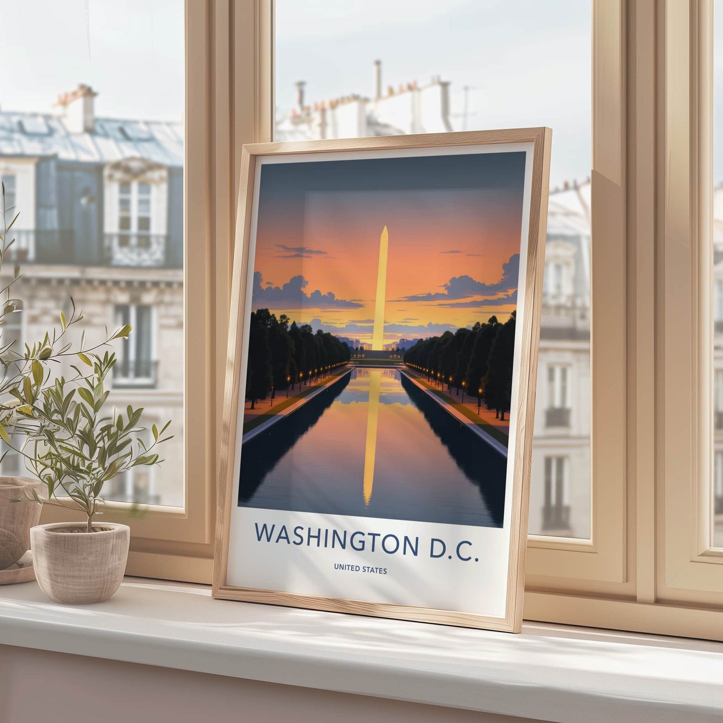 Washington DC Poster - District of Columbia Wall Art - Obelisk Pool Sunset Gift