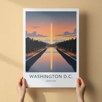 Washington DC Poster - District of Columbia Wall Art - Obelisk Pool Sunset Gift